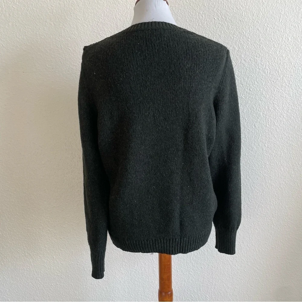 Banana Republic Ruffle Front Sweater Womens Large Wool/ Alpaca Blend Green Warm